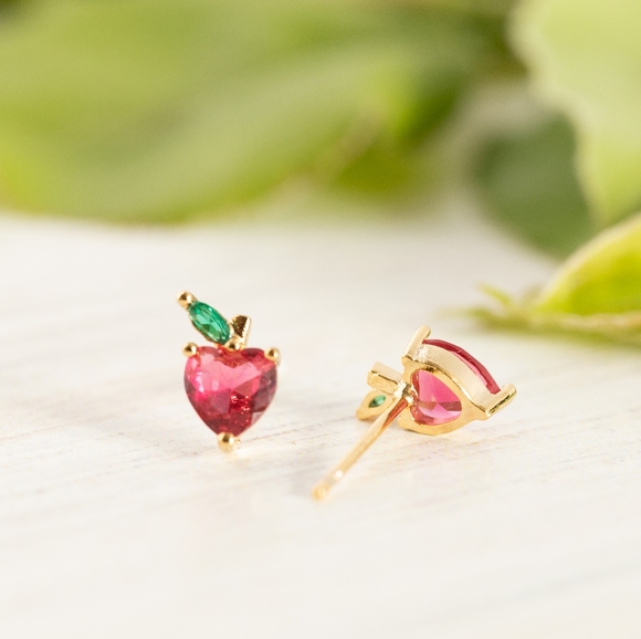 Dainty Apple Studs (S925) - Only 3 left! - Picture 3 of 11
